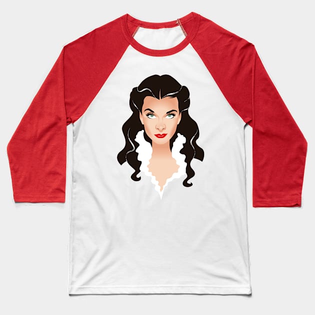 Red Scarlett Baseball T-Shirt by AlejandroMogolloArt